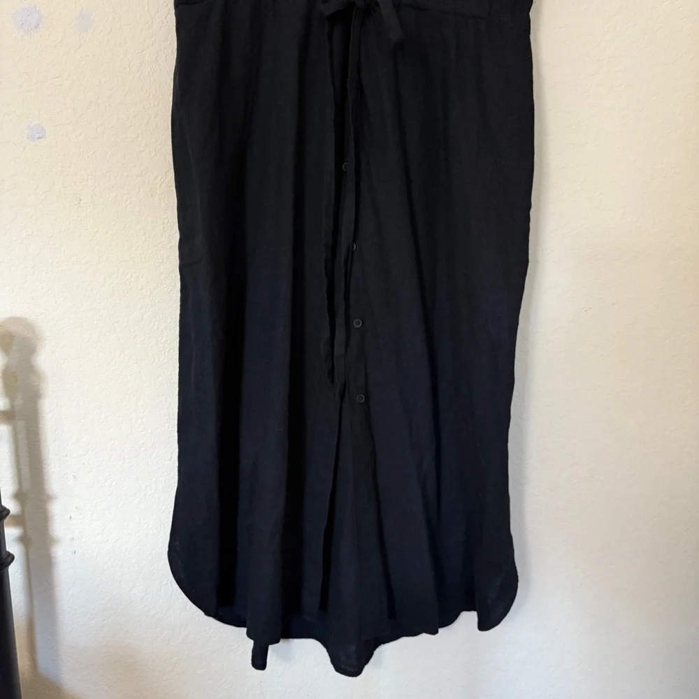 A New Day Black Linen Blend Midi Shirt Dress - Picture 4 of 8